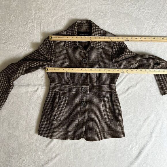 Banana Republic Women’s Wool Blend Houndstooth Blazer Size S 2 Brown Britishcore - Picture 7 of 9